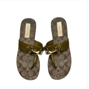 Coach Y2K Rikki Gold Tan Flip-Flops Size 6 – Designer Summer Essential
